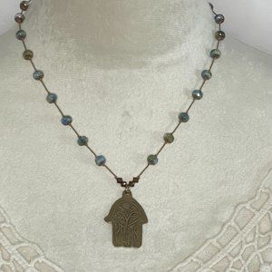 Bead of The Soul Bronze Hamsa necklace